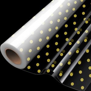 Rouleau De Papier Cellophane Transparent Double Plié, 20 M X 84 Cm, Imprimé À Pois Dorés Pour Nourriture, Cadeaux D'anniversaire, Fleurs Et Travaux Manuels - Neuf