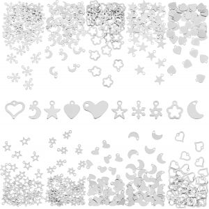Kal-Pcs 10 Styles Breloques Acier Inoxydable Breloques Coeur Breloque Étoiles Breloques Lune Petits Pendentifs Boucle D'oreille Balancent Breloques Pour Bracelets - Neuf