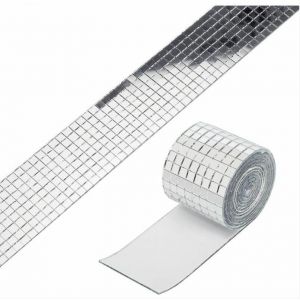 Miroir Mosaïque Auto-Adhésif De Bricolage Accessoire Décoratif, Adhésif Mini Carré En Verre Carreaux De Miroir 5x5mm (5 Mètres)De L'argent - Neuf