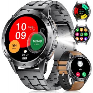 Foxbox Montre Connectée Homme,1,43''amoled 530mah 5atm Étanchéité Smart Watch,100+ Modes Sportifs Montre,Avec Appels Bluetooth Podomètre Calories Fréquence Cardiaque Tension Sommei Noir Obsidienne - Neuf
