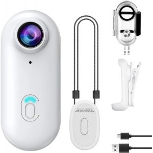 Cam&eacute;ra Sport Magnetique &Eacute;tanche 30 M/98 Ft,Camera Thumb Action Wifi 1080P Grand Angle 120 &deg; Body Cam Vlog Pour V&eacute;lo,Ski, Plong&eacute;e Accessoires Multifonctions Blanc - Neuf