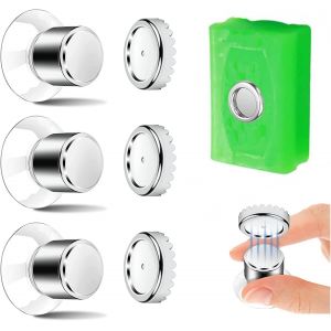 Lot de 3 Porte-Savon Magnétique, Ventouse - Fixation Solide, Porte-Savon de Douche sans Perçage, Aimanté en Acier Inoxydable pour Salle de Bain et Cuisine - Neuf