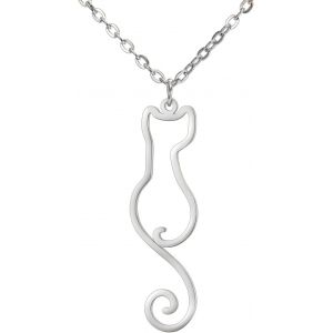 Kal-Collier Chat Acier Inoxydable Élégant Pendentif Remarquable Bijoux Femmes Amoureuses Animaux Fête Anniversaire Cadeaux - Neuf