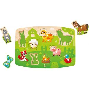KASFL-Puzzle Boutons En Bois-Les Animaux De La Ferme - Neuf