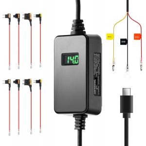 JGD-Hardwire Kit UP06 pour Dashcam Voiture, USB-C, Protection Basse Tension &agrave; 3 Niveaux, Compatible avec M310, A410, A510, A800SE, A810, X800, T800, T800E Surveillance Parking 24h, Affichage Tension - Neuf