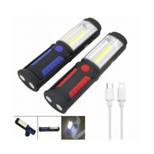 Lot De 2 Lampes De Travail Led Cob Rechargeables Avec Crochet Magn&eacute;tique &iquest; Lampes De Poche Polyvalentes Pour Le Camping, Les R&eacute;parations Et Plus Encore - Neuf