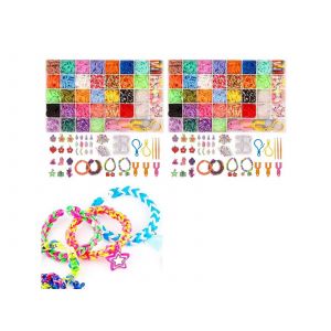 Kit De Bracelets En &Eacute;lastiques &Agrave; Faire Soi-M&ecirc;me Avec Bo&icirc;te De Rangement - 2500 &Eacute;lastiques, Breloques, M&eacute;tiers &Agrave; Tisser - Neuf