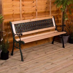 Ulteronixshop-Garden Vida Banc De Jardin 3 Places Design Crois&eacute; En Bois Avec Lattes En Fonte - Neuf