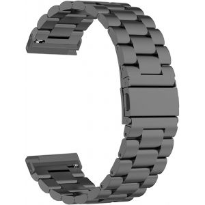 Kal-Bracelet De Montre &Agrave; D&eacute;gagement Rapide De 24 Mm, Acier Inoxydable Avec Double Boucle R&eacute;glable En M&eacute;tal, Bracelet De Rechange Pour Homme Et Femme (Black) - Neuf