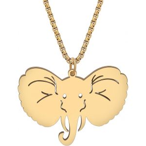 Kal-Collier D'animaux En Acier Inoxydable Plaqué Or 18k Pendentif Éléphant D'afrique Bijoux Simples Cadeaux Pour Femmes Filles Charms - Neuf