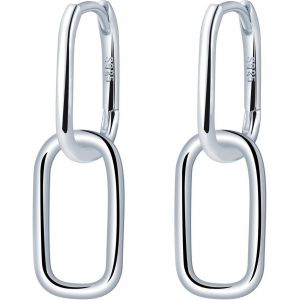 Kal-Boucles D'oreilles Argent 925 Cr&eacute;oles Double Ellipse Boucles D'oreilles Suspendues Ellipse Femme Huggie Boucles D'oreilles Pour Maman Amie Adolescente Fille Soeur Femme Cadeau D'anniversaire - Neuf