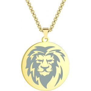 Trahoo-Collier Pour Homme En Forme De Lion Doré Pour Homme Et Garçon Avec Pendentif En Forme De Talisman En Acier Inoxydable 316l Chaîne Hip Hop Pour Homme, Acier Inoxydable, Sans Pierre Précieuse - Neuf