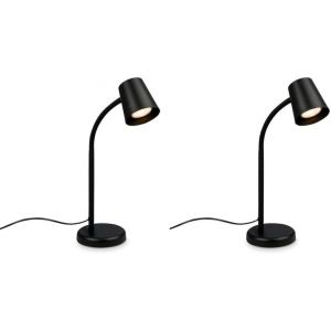Lampe De Chevet,Lampe De Bureau Orientable,Lampe De Table Gu10 Pour Bureau À Domicile Avec Interrupteur À Câble,Lampe De Lecture,Noir (Lot De 2) - Neuf