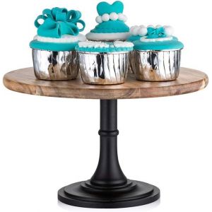 Présentoir À Gâteaux Rustique Mariage: 25cm Diamètre Présentoir À Gâteaux En Bois Noir,Présentoir À Desserts En Bois Anniversaire Baby Shower Party Cupcake Afternoon Tea Cakes - Neuf
