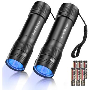 Lot De 2 Lampes De Poche Uv 365 Nm, Lampe Torche Uv, Lampe Ultraviolet Pour D&eacute;tection D'urine D'animaux, Chasse Aux Scorpions, 6 Piles Aaa Incluses - Neuf