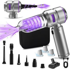 NouvelHorizonstore-4-en-1 Aspirateur Voiture Puissant sans Fil, 30000PA Mini Aspirateur a Main sans Fil avec Moteur Brushless, 3 Niveaux R&eacute;glables, Voyant de Batterie, Souffleur Air Comprim&eacute; Nettoyag - Neuf