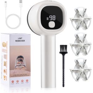 MEVRONISSHOP-Rasoir Anti Bouloche, Bouloche Appareil avec 3 Niveaux de Puissance R&eacute;glables, Anti Bouloche Vetement avec 3 Lames Rempla&ccedil;ables, Rasoir Anti Bouloche Rechargeable avec Affichage Num&eacute;riqu - Neuf