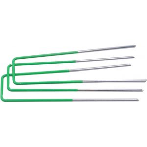 KALANKA-Piquets de Fixation, Lot de 20 Piquets d'ancrage au Sol en Acier Galvanisé Anti-Rouille, 150 x40 mm, 3 mm de Diamètre - Neuf