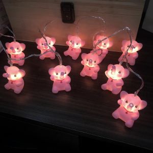 Kal-Guirlande Lumineuse Éléphant Alimentée Par Piles - Veilleuse Décorative - Pour Jardin, Mariage, Chambre D'enfant - 1,65 M - 10 Led - Rose - Neuf
