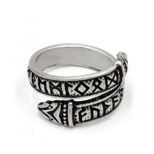 Vintage Réglable Nordique Viking Rune Dragon Bague Elder Futhark Snake Ring Men Punk Nordic Amulette Bijoux Cadeau De Noël - Neuf