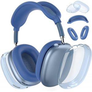 acdsgd-Coque en Silicone pour Casque AirPods Max, Oreillettes en TPU Souple Transparent, Housse de Coussinet d'oreille, Housse de Bandeau pour AirPods Max, Accessoires Transparents,Bleu - Neuf