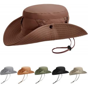 Chapeau De Soleil Hommes Femmes Imperméable Upf 50+,Large Bord Pliable Respirant Toutes Saisons Bucket Hat,Style Cowboy Chapeau Boonie Chapeau Voyage Randonnée Safari,Chapeau D'été Outdoor.[Z650] - Neuf
