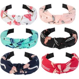 Kal-Bandeaux Pour Cheveux Pour Femmes Et Filles En Tissu Imprimé Floral Avec N?ud Élastique - Accessoires De Cheveux Pour Femmes Et Filles (Bandeau_6flamant Rose) - Neuf