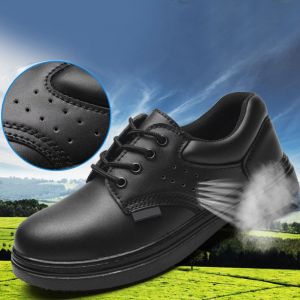 Hjlian Chaussures De Cuisine En Cuir De Vache Antiderapantes, Resistantes A L'huile, Impermeables Et Resistantes A L'usure (42) - Neuf