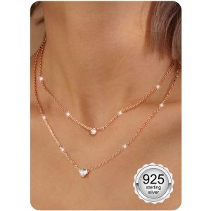 Kal-Collier Femme Chaine Argent Femme Collier Ras De Cou Coeur Zircon Papillon Chaine Or Femme Collier Argent Pendentif Femme Bijoux - Neuf