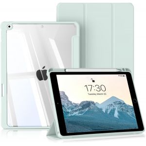 iPad 9th/8th/7th Generation 10.2 Inch Case (2021/2020/2019) Case with Pencil Stand and Clear Hard Back Cover for iPad 9/8/7 Auto Wake/Sleep,Light Green - Neuf