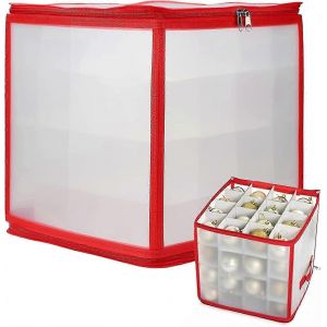 Ornement De No&euml;l Bo&icirc;te De Rangement,64 Compartiment De L'arbre De No&euml;l Boules Organisateur De Lumi&egrave;re De No&euml;l De La Bo&icirc;te De D&eacute;corations De Conteneurs Avec Fermetures &Agrave; Glissi&egrave;re (D-8d) - Neuf