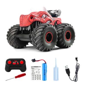 Jouets de voiture de dinosaure t&eacute;l&eacute;command&eacute;s pour enfants gar&ccedil;ons,camion RC 2,4 GHz rouge - Neuf