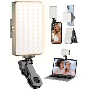LORANKA-3000 mah Lumi&egrave;re T&eacute;l&eacute;phone pour Selfie LED avec Clip, Lampe Video avec 120 LED Photo Rechargeable et 3 Modes D'&eacute;clairage Ajust&eacute;s pour T&eacute;l&eacute;phone/iPhone/Video/Laptop/Vid&eacute;oconf&eacute;rence/Tiktok/Yout - Neuf