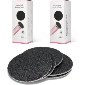 Checarzhn--No1-Lot De 120 Disques Abrasifs De Rechange Pour Râpe Électrique Anti-Callosités, 60 Grains Fins 80 + 60 Disques De 100 Disques En Papier De Verre Professionnel Pour Pédicure, Élimination - Neuf