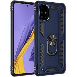 Kal-Coque Pour Samsung Galaxy A31, Étui De Protection Slim Soft Tpu + Pc,Heavy Duty, Slim Dual Layer Protective Housse Etui Coque Avec Support De Bague En Métal, Bleu - Neuf