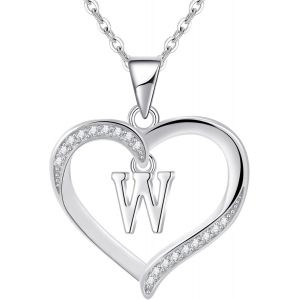 Kalanka-Pour Femme En Argent Lettre Initiale A-Z Coeur Collier Personnalisé Prénom Initial Collier Bijoux Femme Argent Cadeau Pour Anniversaire Fête Des Mères Saint Valentin - Neuf