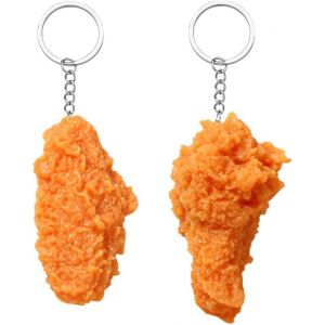 KAL-2Pcs Porte-Cl&eacute;s Nugget De Poulet Cl&eacute;s De Nourriture Imitation Food Keychain Fried Chicken Nuggets Food Porte-Cl&eacute;s Nugget De Poulet Pour Gar&ccedil;ons Filles Petits Amis Petites Amies Amis Couples - Neuf