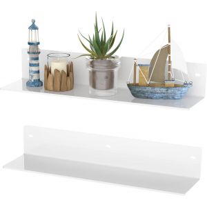 Cmwx-Lot De 2 Étagères Murales En Acrylique Blanc De 40 Cm Pour Cuisine, Salle À Manger, Salon, Chambre À Coucher, Salle De Bain - Neuf