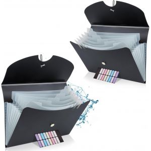 2 Pièces Trieur 7 Compartiments A4, Dossier Rangement Documents, Classeur Trieur Avec Étiquettes, Rangement Des Papiers, Documents Et Présentations,pour Bureau, école, Maison (Noir) - Neuf