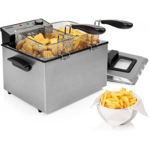 NouvelHorizonstore-Friteuse &agrave; huile &iquest; 5 L &iquest; Habillage en acier inoxydable &iquest; 3270 W &iquest; Zone froide pour une friture saine &iquest; Couvercle avec filtre et vitre &iquest; 185000 - Neuf
