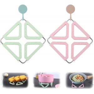 Jexnovashop-2 Pi&egrave;ces Dessous De Plat, Dessous De Plat Silicone, R&eacute;sistant &Agrave; La Chaleur, Dessous De Plat Pliable Avec Deux Crochets Carr&eacute; Dessous De Plat Inoxydable Pour Cuisine Casseroles Po&ecirc;les Assi - Neuf