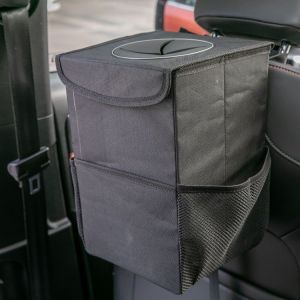Poubelle De Voiture Avec Couvercle ¿ Sac Poubelle De Voiture À Suspendre Avec Poches De Rangement Pliable Et Portable, Organiseur De Voiture Anti-Fuite, Grande Capacité De 6 L, Poubelle Multifonction - Neuf