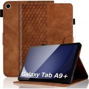 Naeryut-Coque Pour Samsung Galaxy Tab A9 Plus 11'' 2023 Sm-X210/X215/X216 Premium Cuir Pu Housse Motif De Diamant Etui Pochette Tablette Coque Avec Support,Marron - Neuf