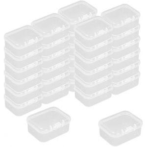 KALANKA-Lot de 32 Transparent Mini Boîte de Rangement, mini boîtes de rangement rectangulaires vides en plastique transparent avec couvercles à charnière pour Carte, Perle Minuscule(45 * 34 * 20m) - Neuf