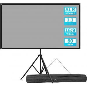 SUBZONAL-80&iquest;ALR &Eacute;cran Videoprojecteur avec Tr&eacute;pied, 4K HD 16:9 Ecran de Projection, L&eacute;ger Facile &agrave; Installer Eran Projecteur, id&eacute;al pour Cin&eacute;ma Bureau et Pr&eacute;sentations - Neuf