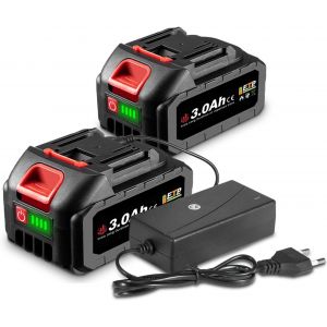 SUBZONAL-Batterie Lithium, 20V 2X 3000 mAh avec Chargeur, Batterie d'outil Rechargeable avec indicateur LED, Pile Lithium de Remplacement pour Tous Les Outils ONEVAN - Neuf