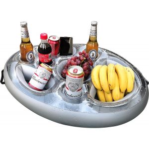 KAL-Porte-Gobelet Gonflable 2 En 1 - Plateau Flottant - 8 Trous - Grande Capacit&eacute; - Porte-Gobelet De Piscine Gonflable - Porte-Gobelet Flottant - Neuf