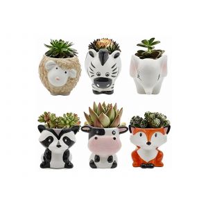 Lot De 6 Pots &Agrave; Succulentes En Forme D'animaux Pour Une Utilisation Int&eacute;rieure Et Ext&eacute;rieure - Neuf