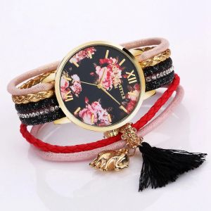 Lvpai Femmes Femelle Quartz Mouvement Bracelet Montre Analogique Cadran Rond Montre-Bracelet Noir - Neuf