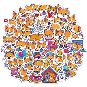 Lot De 50 Autocollants Corgi De Mer Imperméables En Vinyle Coloré Pour Bureau, Ordinateur Portable, Bouteille D'eau (Corgi) - Neuf